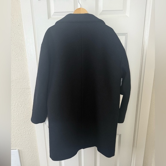 NWT Babaton Correa Funnel-Neck Wool Coat Black Size Large - Picture 8 of 13